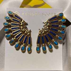 Kendra Scott Vintage Gold and Turquoise Fan Earrings; Catharine statement